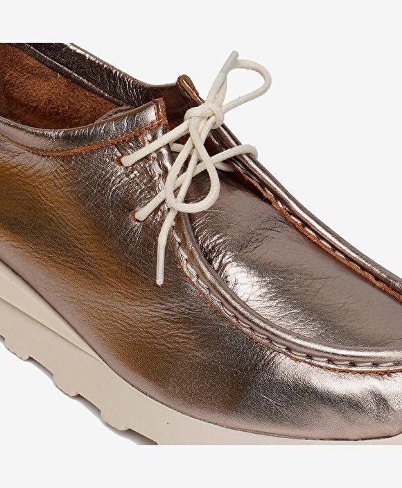 Kadın Bronz Metalik Hakiki Deri Casual Ayakkabı