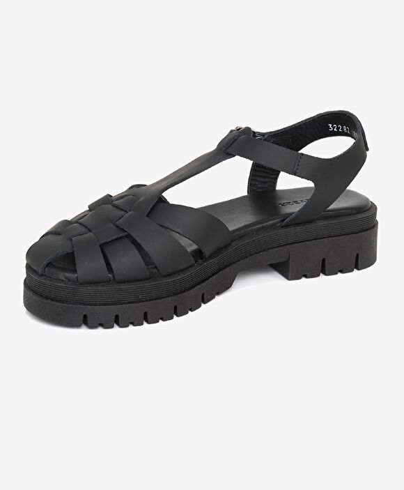 Kadın Siyah Hakiki Deri Sandalet