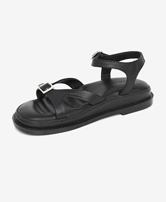 Kadın Siyah Hakiki Deri Sandalet