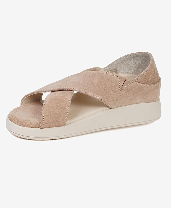 Kadın Bej Hakiki Deri Sandalet