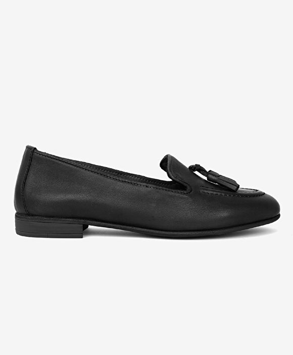 Kadın Siyah Hakiki Deri Loafer Ayakkabı