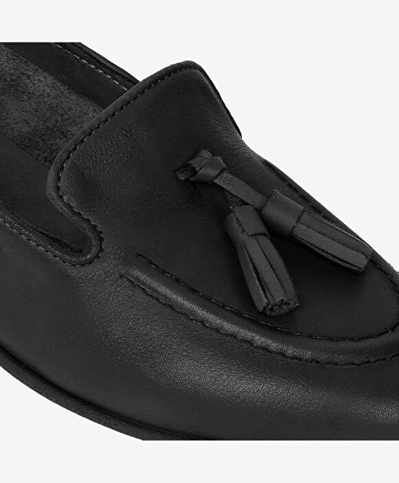 Kadın Siyah Hakiki Deri Loafer Ayakkabı
