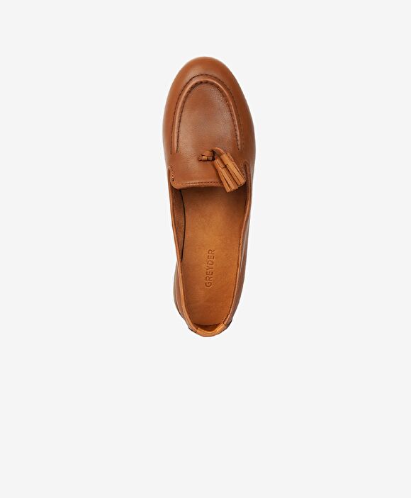 Kadın Taba Hakiki Deri Loafer Ayakkabı