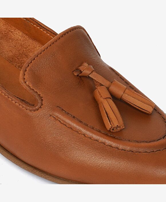 Kadın Taba Hakiki Deri Loafer Ayakkabı