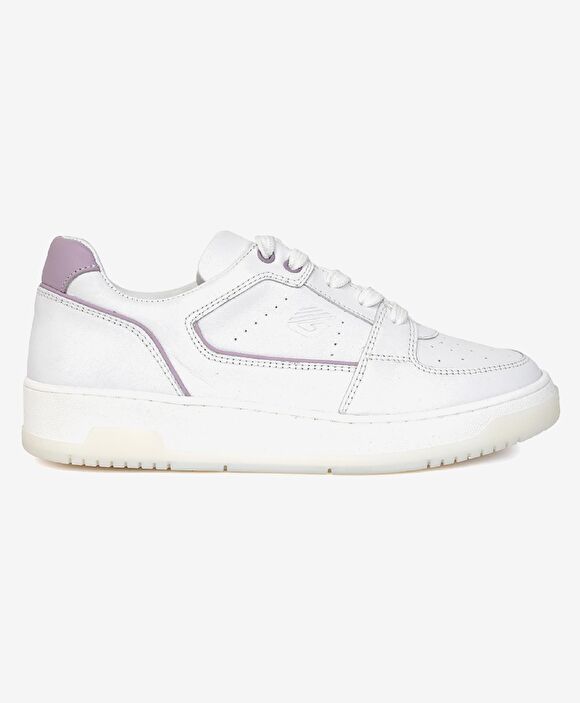Kadın Beyaz Lila Hakiki Deri Sneaker Ayakkabı