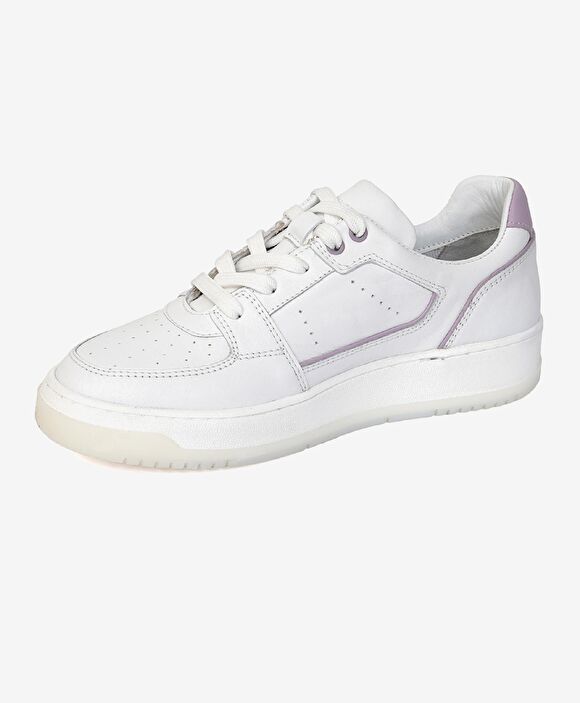 Kadın Beyaz Lila Hakiki Deri Sneaker Ayakkabı
