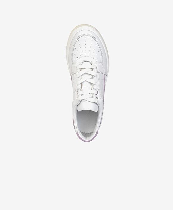 Kadın Beyaz Lila Hakiki Deri Sneaker Ayakkabı