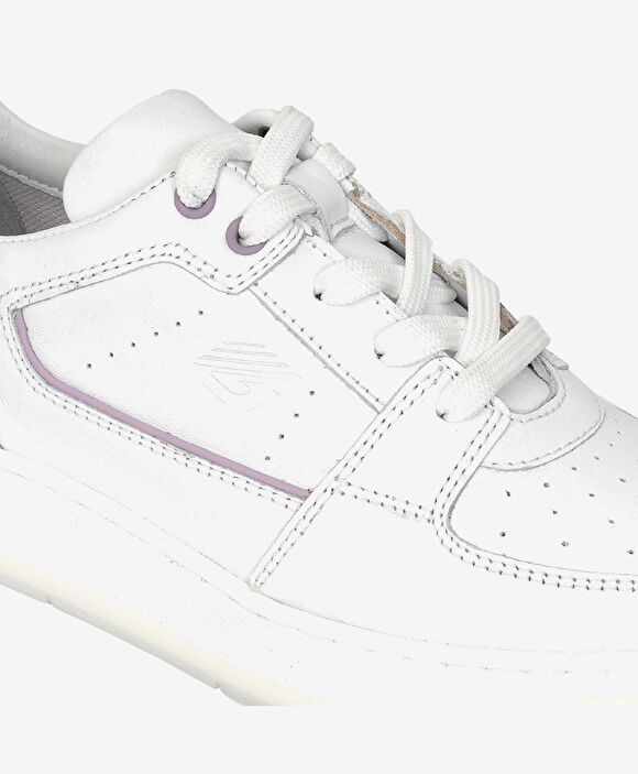 Kadın Beyaz Lila Hakiki Deri Sneaker Ayakkabı