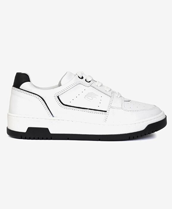 Kadın Beyaz Siyah Hakiki Deri Sneaker Ayakkabı