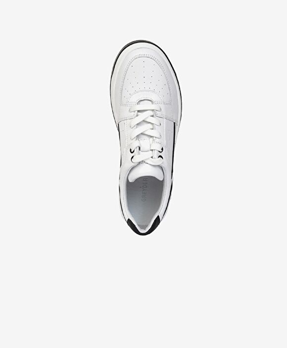 Kadın Beyaz Siyah Hakiki Deri Sneaker Ayakkabı