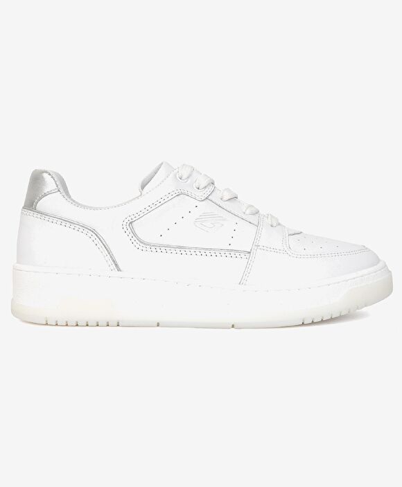 Kadın Beyaz Gümüş Hakiki Deri Sneaker Ayakkabı