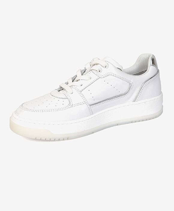 Kadın Beyaz Gümüş Hakiki Deri Sneaker Ayakkabı