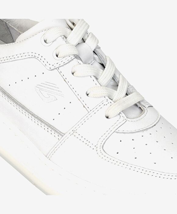 Kadın Beyaz Gümüş Hakiki Deri Sneaker Ayakkabı