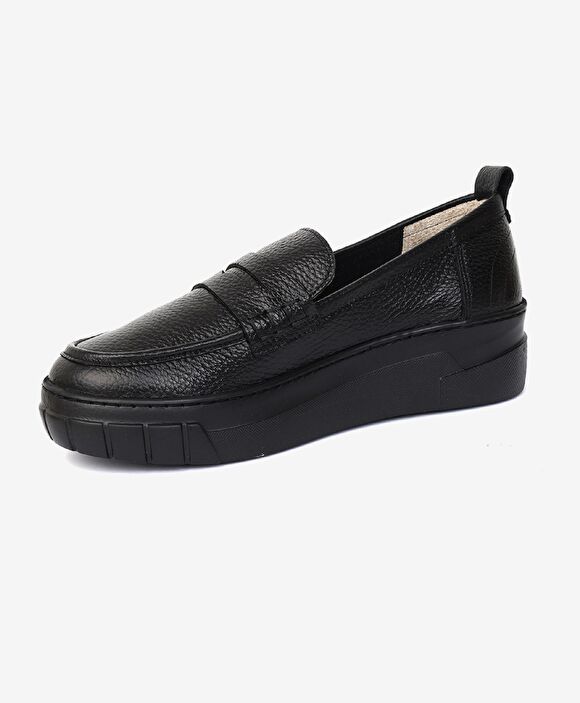 Kadın Siyah Hakiki Deri Loafer Ayakkabı