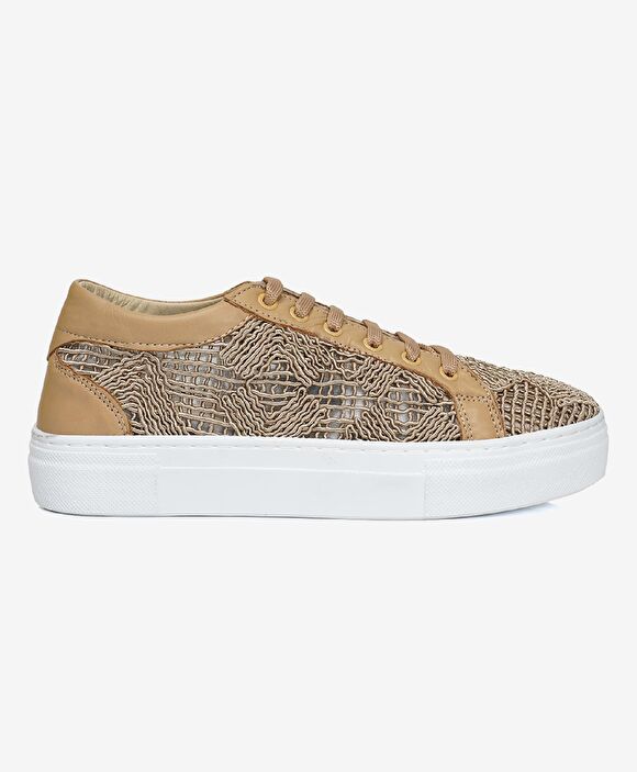 Kadın Taba Hakiki Deri Sneaker Ayakkabı