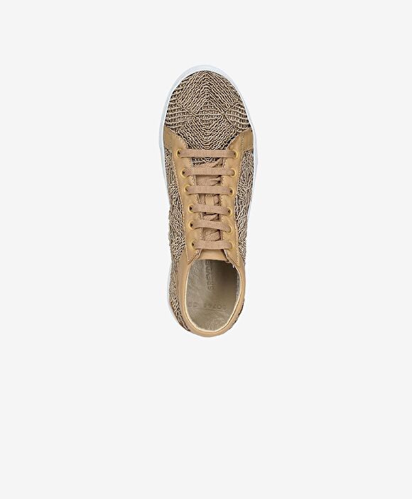 Kadın Taba Hakiki Deri Sneaker Ayakkabı