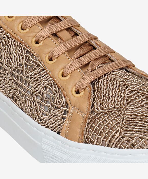 Kadın Taba Hakiki Deri Sneaker Ayakkabı
