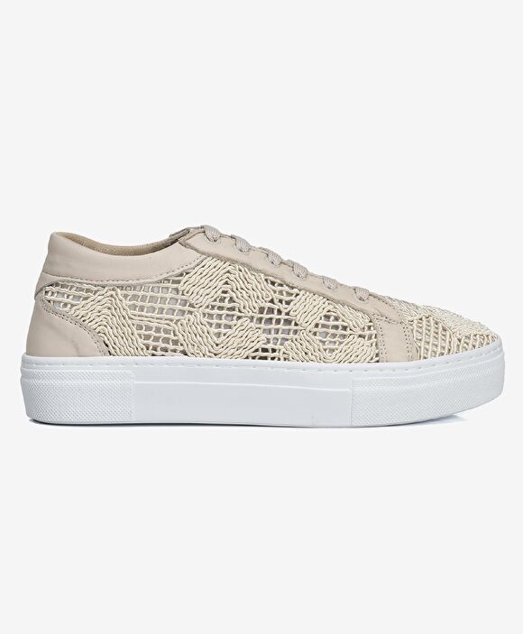 Kadın Bej Hakiki Deri Sneaker Ayakkabı