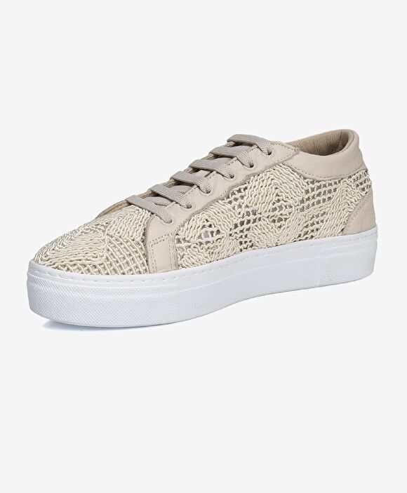 Kadın Bej Hakiki Deri Sneaker Ayakkabı