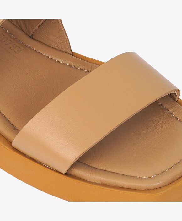 Kadın Krem Hakiki Deri Sandalet