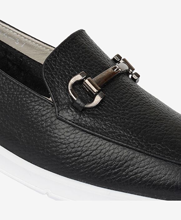 Kadın Siyah Hakiki Deri Loafer Ayakkabı