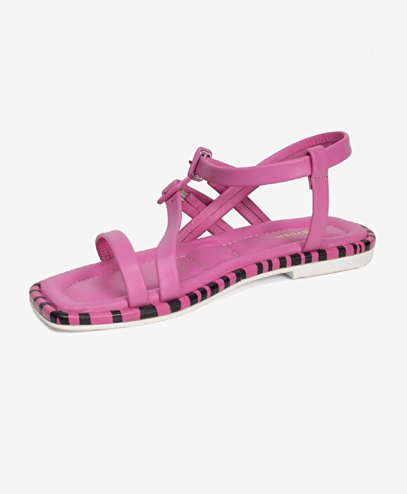 Kadın Pembe Hakiki Deri Sandalet