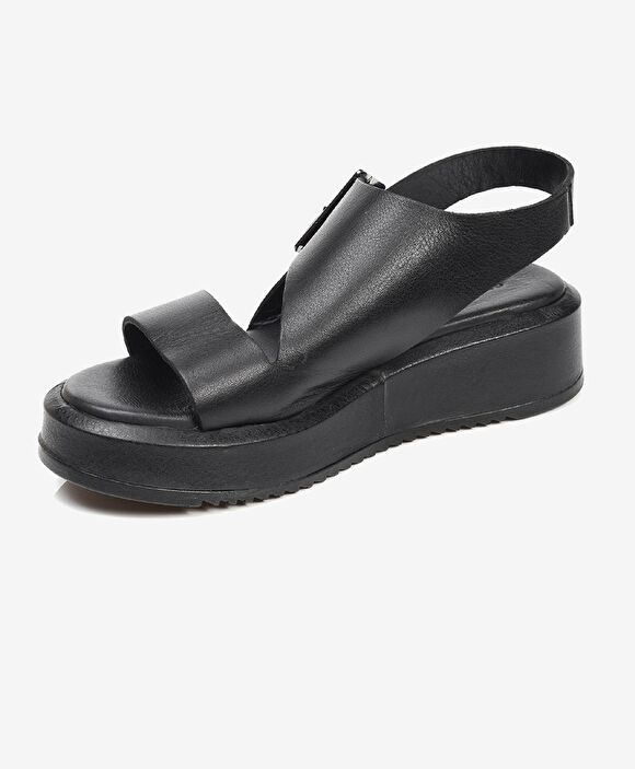 Kadın Siyah Hakiki Deri Sandalet