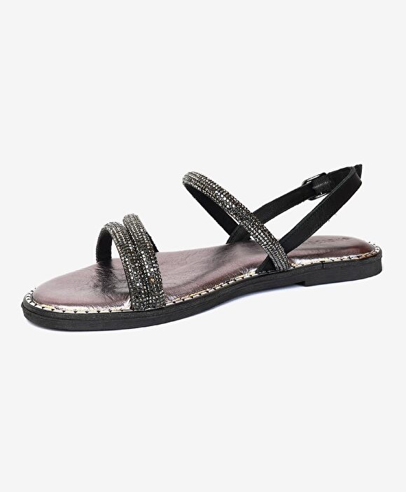 Kadın Siyah Hakiki Deri Sandalet