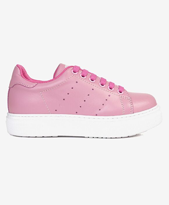 Çocuk Pembe Hakiki Deri Ayakkabı