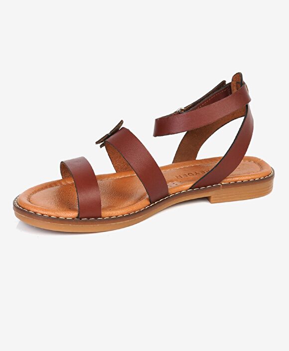 Kız Çocuk Kahverengi Hakiki Deri Sandalet