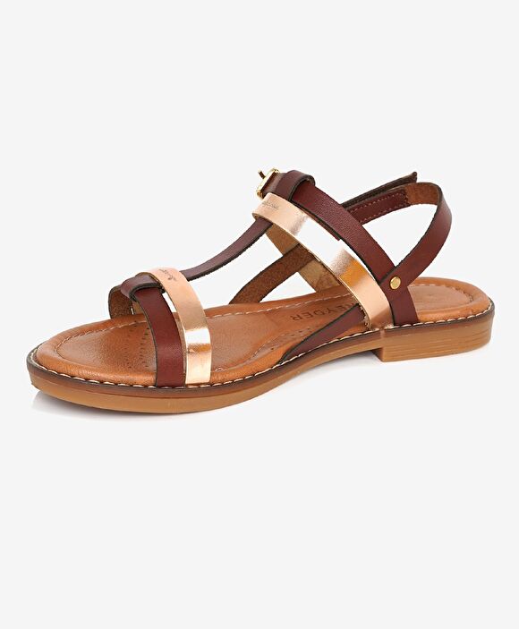 Kız Çocuk Kahverengi Hakiki Deri Sandalet