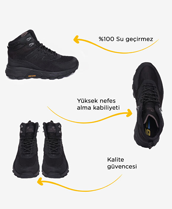 Erkek Siyah Su Geçirmez Outdoor Bot
