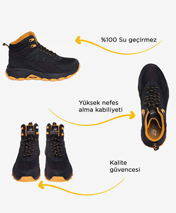 Erkek Siyah Sarı Su Geçirmez Outdoor Bot