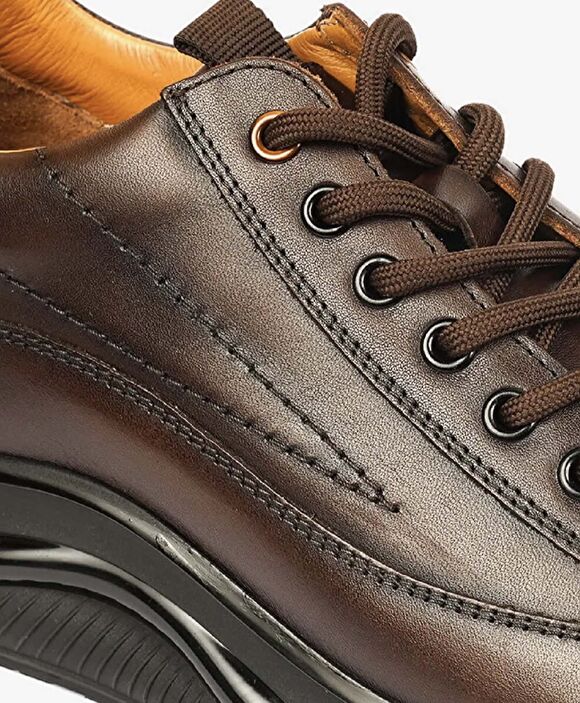 Erkek Kahverengi Hakiki Deri Spor Ayakkabı