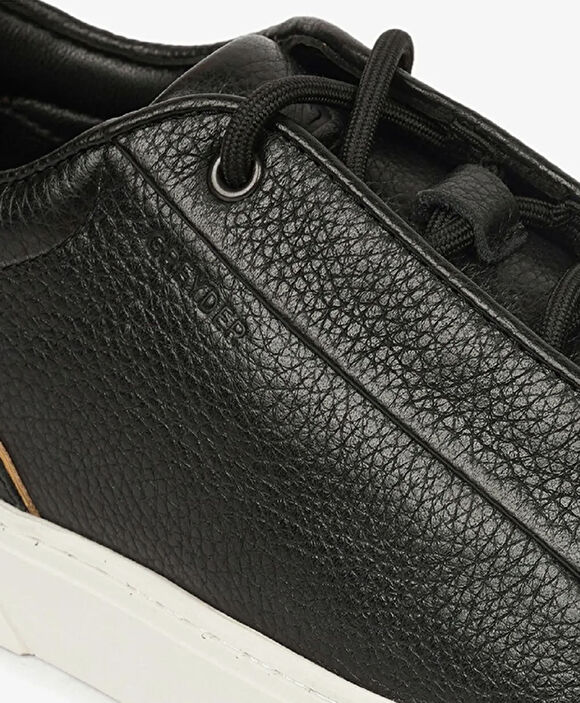 Erkek Siyah Hakiki Deri Sneaker Ayakkabı