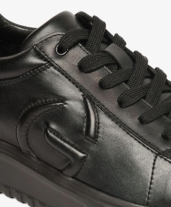 Erkek Siyah Hakiki Deri Sneaker Ayakkabı