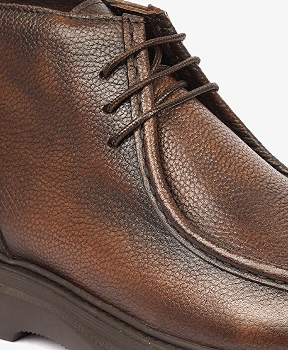 Erkek Kahverengi Hakiki Deri Klasik Bot