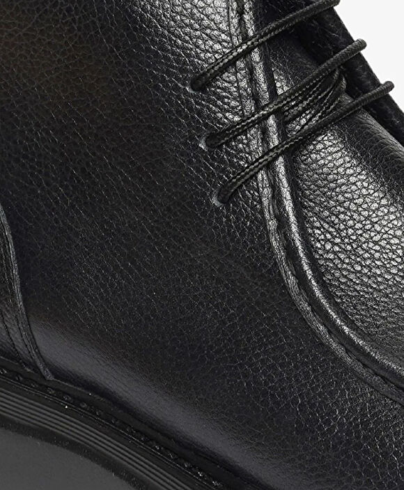 Erkek Siyah Hakiki Deri Klasik Bot