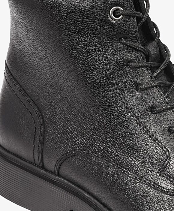 Erkek Siyah Hakiki Deri Klasik Bot