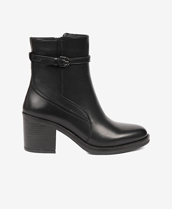 Kadın Siyah Hakiki Deri Topuklu Bot