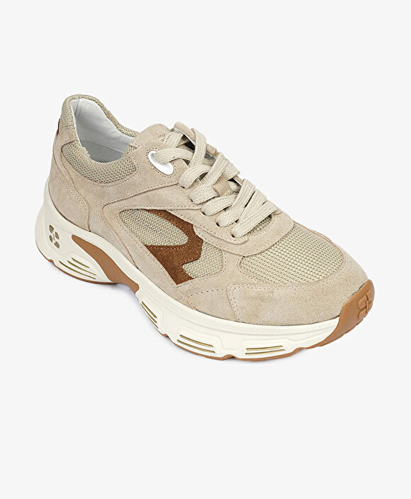 Kadın Bej Süet Hakiki Deri Sneaker Ayakkabı