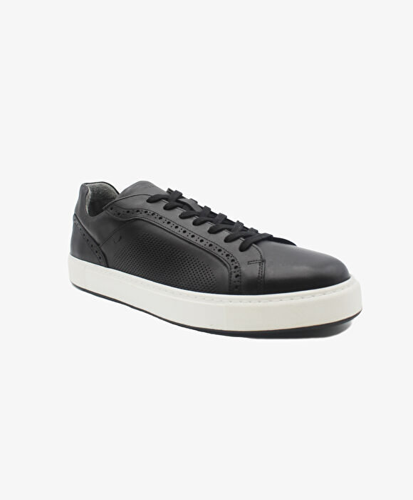 Erkek Siyah Hakiki Deri Sneaker Ayakkabı
