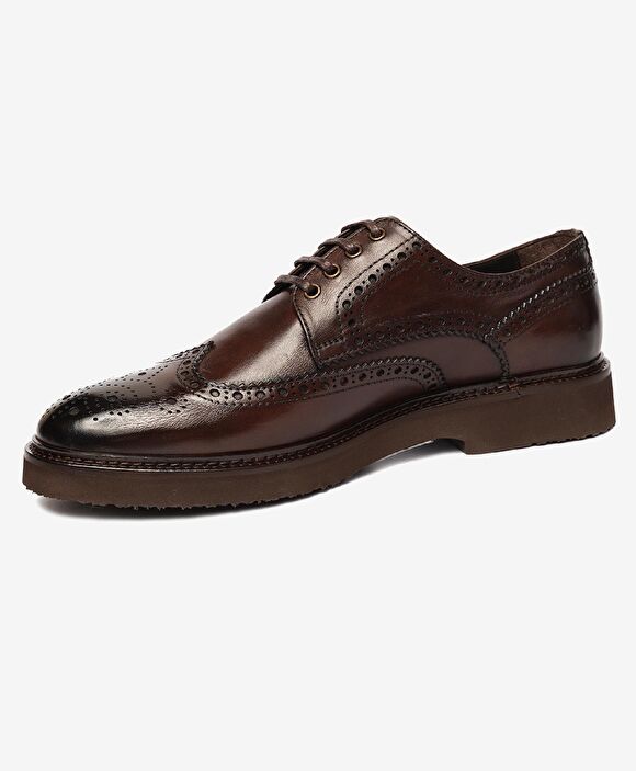 Erkek Kahverengi Hakiki Deri Klasik Ayakkabı