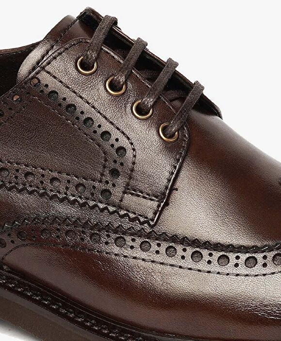 Erkek Kahverengi Hakiki Deri Klasik Ayakkabı