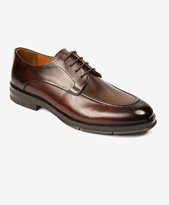 Erkek Kahverengi Hakiki Deri Klasik Ayakkabı