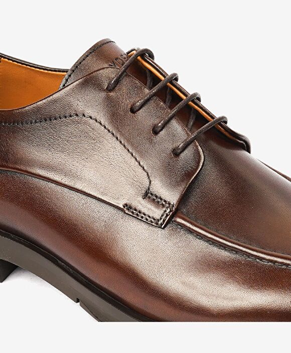 Erkek Kahverengi Hakiki Deri Klasik Ayakkabı