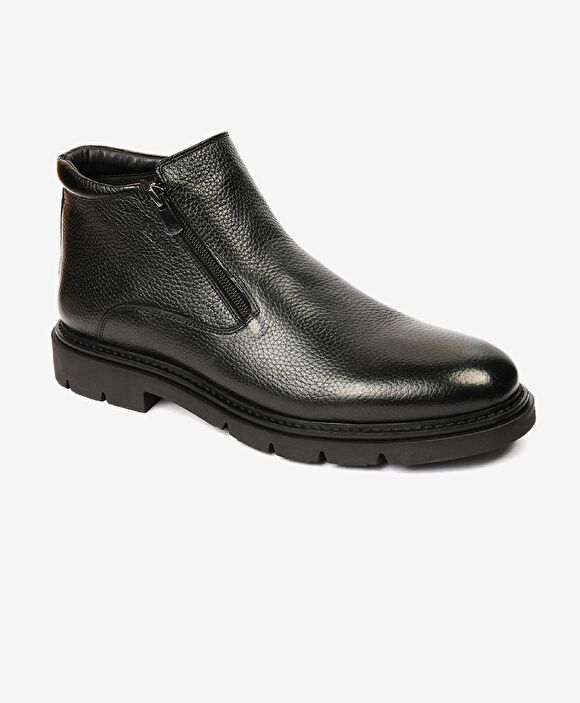 Erkek Siyah Hakiki Deri Klasik Bot