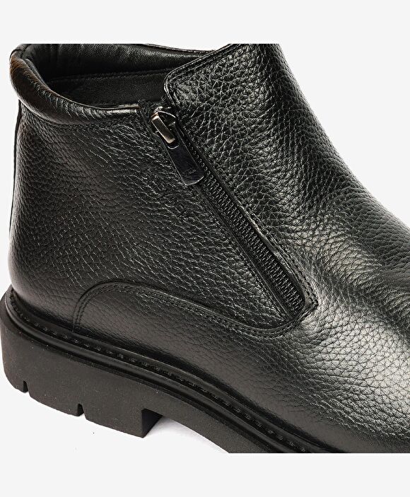 Erkek Siyah Hakiki Deri Klasik Bot
