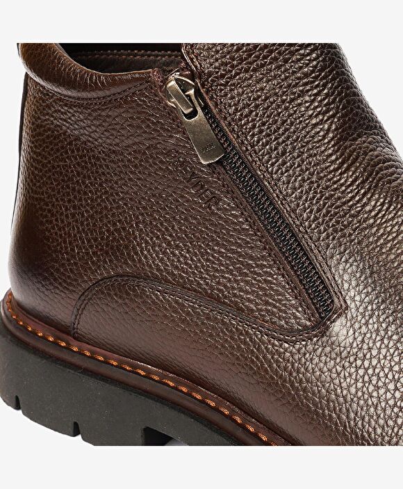Erkek Kahverengi Hakiki Deri Klasik Bot