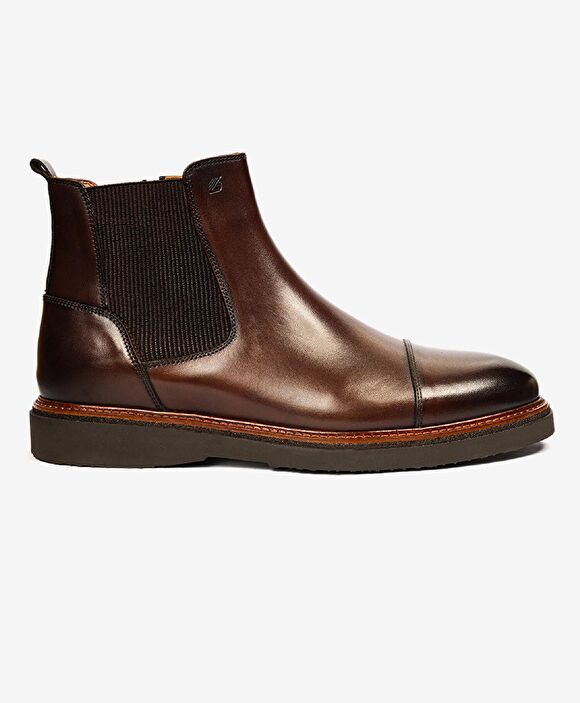 Erkek Kahverengi Hakiki Deri Klasik Bot
